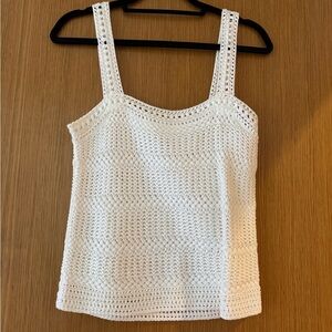 Vince White Crochet Tank Top
